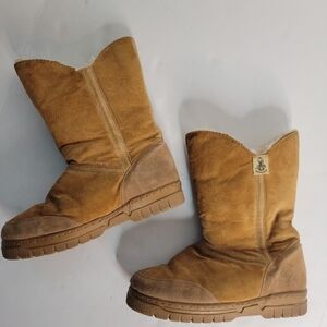 Old Friend Boots Sz 8 Shearling Suede Pull On Tall Winter
